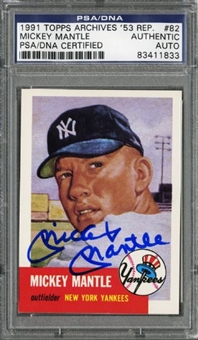 Mickey Mantle 1991 Topps Archives Signed Card